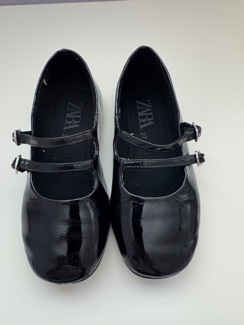 Zara Kids Black Patent Double-Strap Mary Janes
